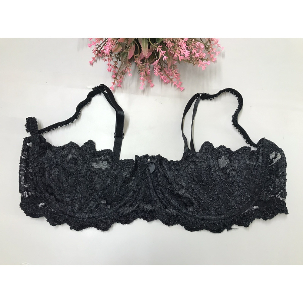 80s Vintage Intimate attitude BLK LACE Bra 40 ONE SIZE CUPS UNDERWIRE Lingerie